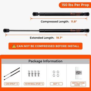 PAMAGOO 20 inch 150 lbs Gas Prop Strut C16-17566(Qty 2) Gas Spring Shocks